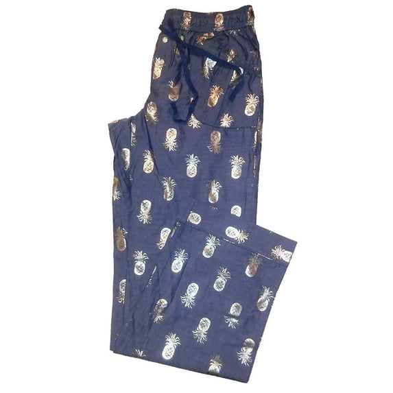 Victoria's Secret Women's Flannel Pajama Lounge Pants (Navy/Silver Pineapple, X-Small)