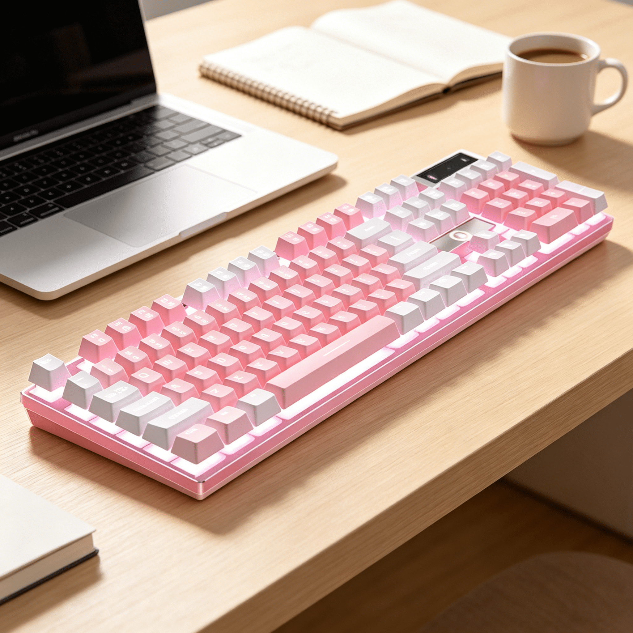 GJX 2026 New Wired Gaming Keyboard Full Size Keyboards Computer 104 Private Model Usb Pink Abs Office for Gaming,Office,Home Use,Work,Study