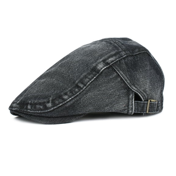 Pavied Beret Hats Newsboy Cap Men Women Cowboy Hat Simple Peaked Cap Washed Breathable Forward Cap Scally Cap Peaky Blinders Hat Black One Size