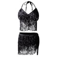 thumbnail image 6 of Idoravan Women's Basic Versatile Skirt Clearance Women Boho Sequin Tassel Hip Belly Mini Skirt Rave Party Dance Performance Costume Sparkly Festival Clothing Sexy Club Sets, 6 of 6