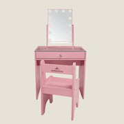 Impressions Vanity Slaystation Little Princess Vanity Set, Makeup Table with Mirror and Chair(Light Pink)