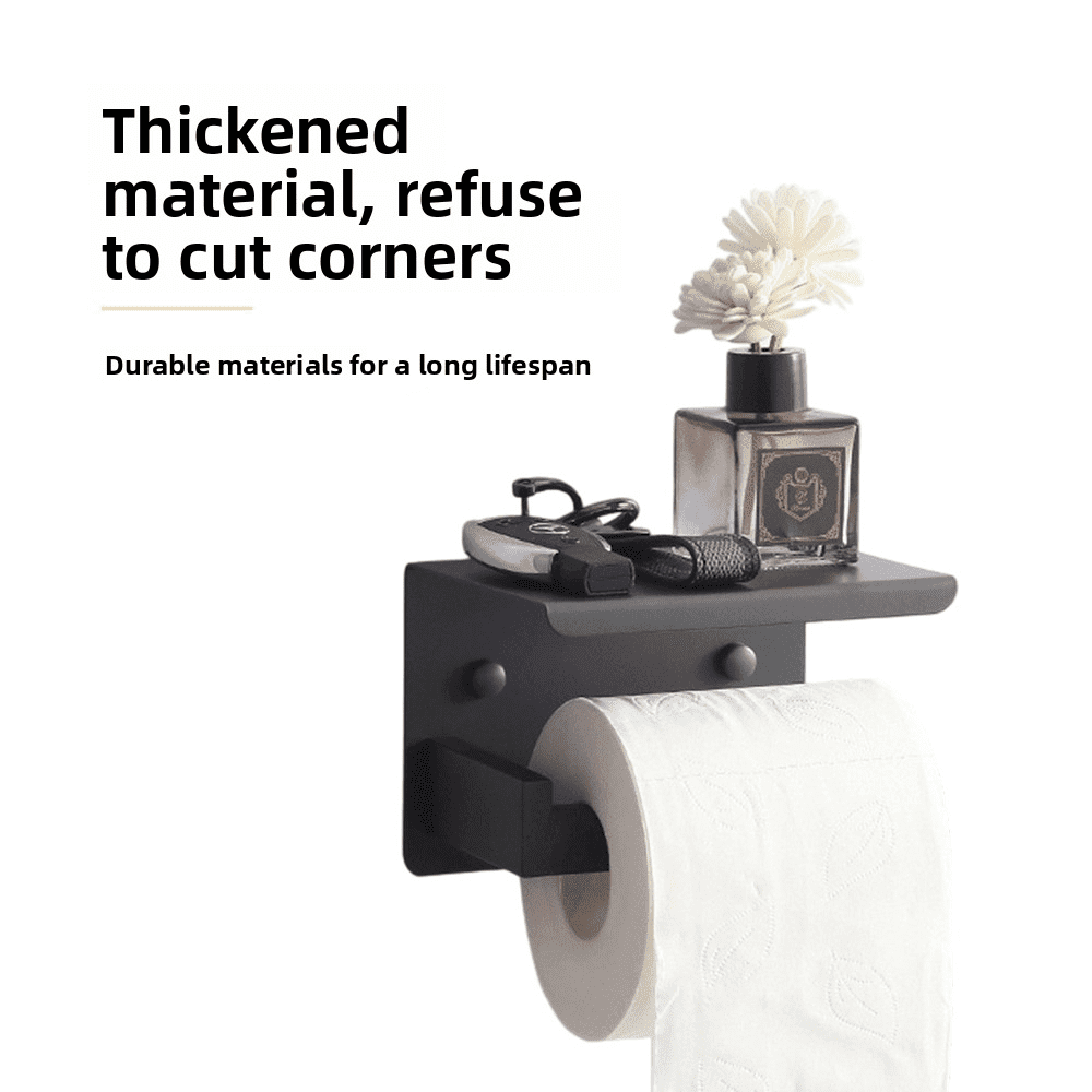 No-Drill Stainless Steel Toilet Paper Holder + Tissue Box, Wall-Mounted Bathroom Organizer - Space Saving & Durable (Bath Essential)