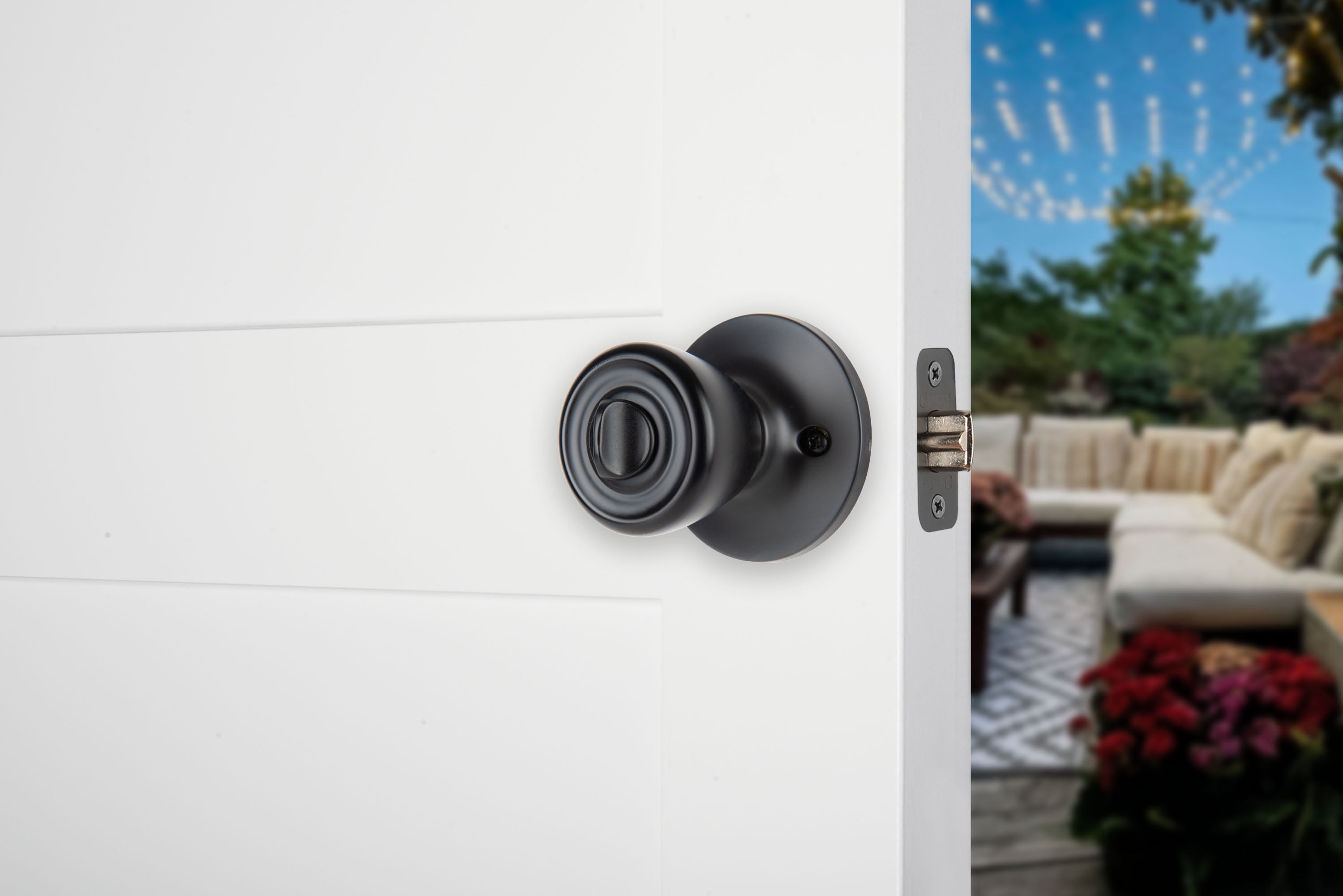 Brinks Keyed Entry Tulip Style Doorknob, Matte Black Finish