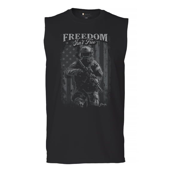 Freedom Isn't Free Muscle Shirt American Hero Patriotic Soldier DD 214 POW MIA Military Warrior Veterans Day Men's