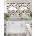thumbnail image 4 of Farmhouse Rooster Swag Kitchen Curtains Sets for Windows 24 Inch Length, Country Watercolor Flowers Wood Grain Short Window Curtain Panels Swags Valances and Tiers 3 Piece Set for Cafe/Dining Room, 4 of 5