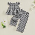 thumbnail image 2 of KPOPLK Girls 2-Piece Outfit Sets Kids Toddler Baby Ruffled Sleeve Tops Cute Print Long Pants 2Pcs Outfits Set Girls Sets(18-24 Months,Black), 2 of 6