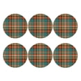 thumbnail image 2 of Pofeuu colorful plaid Print Leather Coasters Set of 6, Round Cups Mugs Mat Pad for Home Kitchen Heat Resistant Drink Coasters,Round Shape, 2 of 7