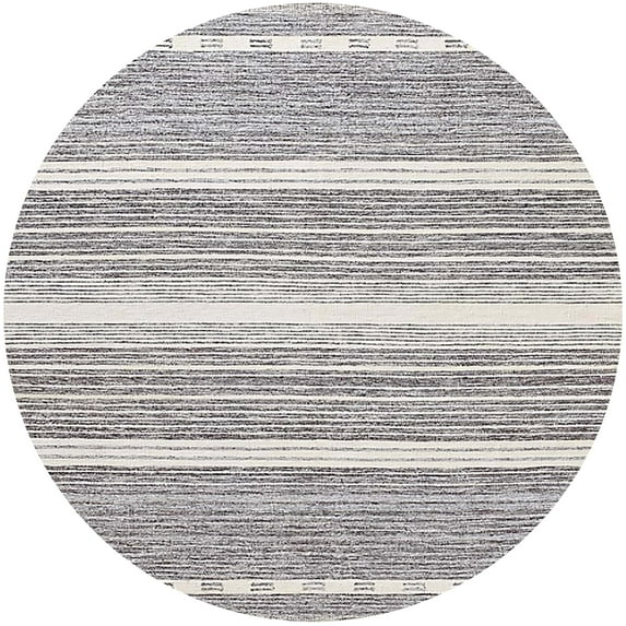 Ahgly Company Indoor Round Mid-Century Modern Ash White Beige Oriental Area Rugs, 8' Round