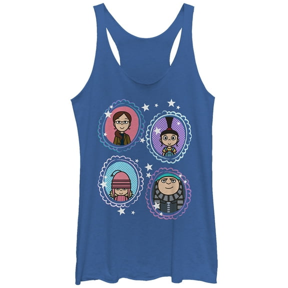Women's Despicable Me Family Portrait Racerback Tank Top Royal Blue Heather Large
