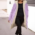 thumbnail image 2 of Cnbwig Womens Long Fleece Jacket Warm Outerwear Full Zip Casual Solid Color Thick Coat Sherpa Hoodie Winter Coats Outwear Light Purple XL, 2 of 4