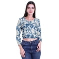 thumbnail image 1 of Moomaya T-shirt Court à Manches Longues à Col Rond Imprimé pour Femmes en Jersey de Coton, 1 of 4