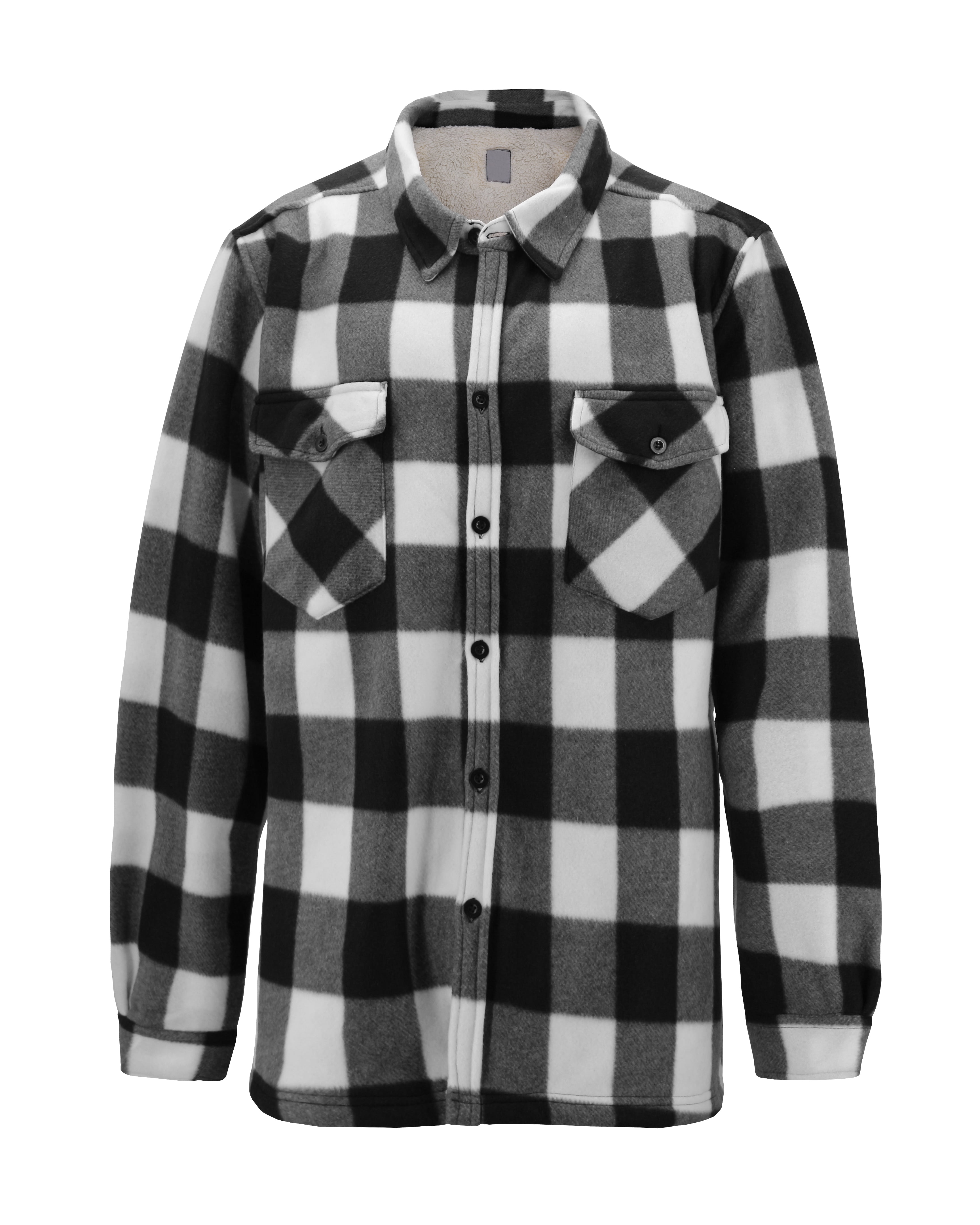 Men's Casual Flannel Button Up Plaid Fleece Warm Sherpa Lined