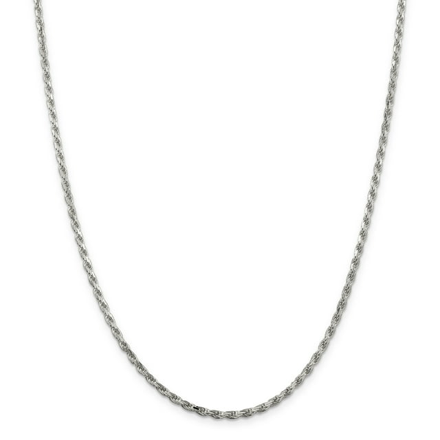 Sterling Silver Rhodium-plated 2.5mm Diamond-cut Rope Chain (Weight: 11.02 Grams, Length: 18 Inches)