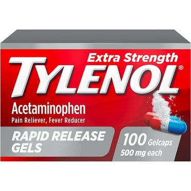 Tylenol Extra Strength Acetaminophen Rapid Release Gels, Pain Reliever & Fever Reducer, 100 ct