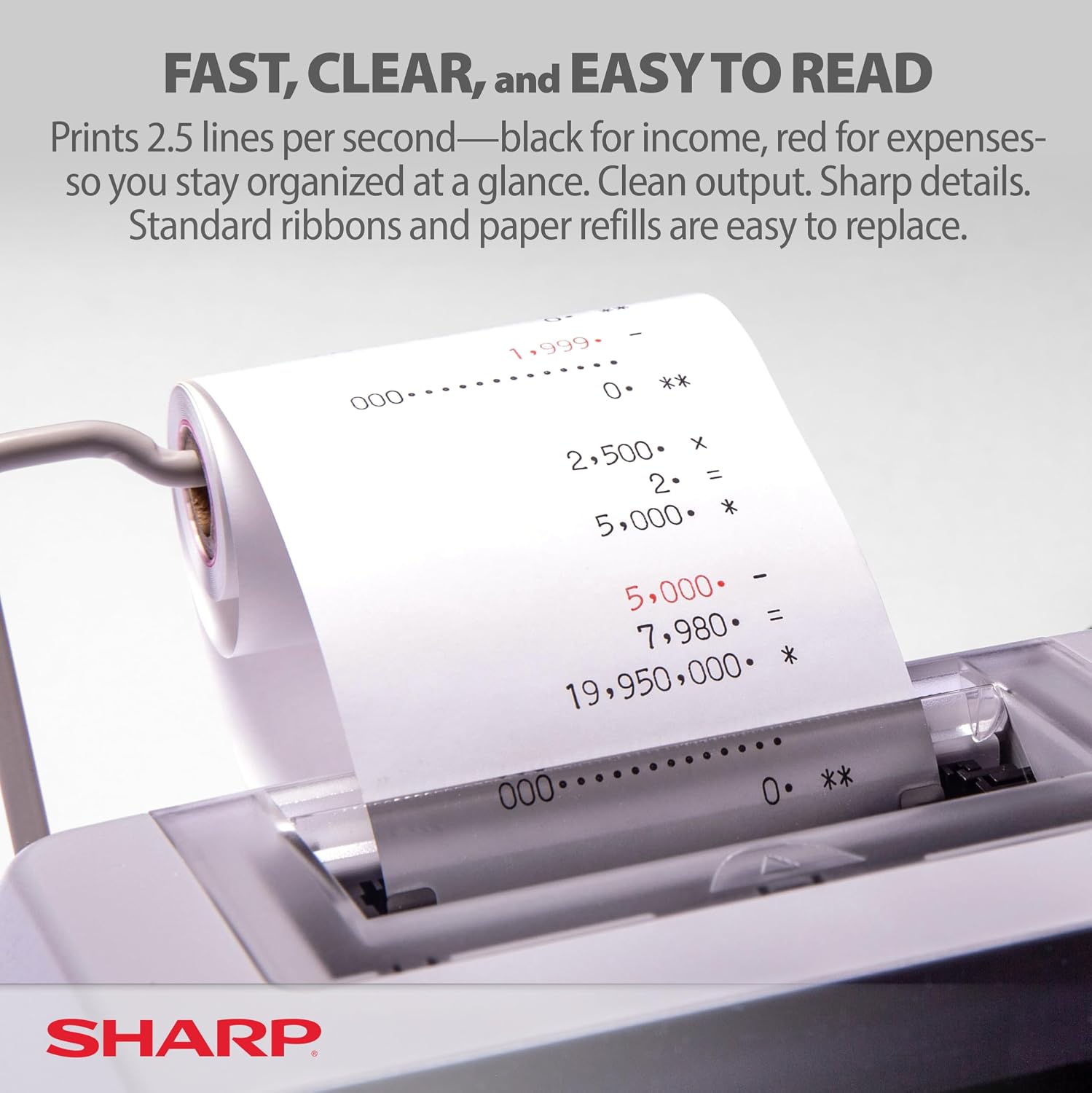 Sharp EL-1801V 12-Digit Printing Calculator, Off-White photo 3