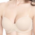 thumbnail image 2 of VISALY Women's Strapless Backless Bra Push Up Anti-Slip Seamless Bralette Soft Supportive Underwire Padded Balconette Full Coverage Tube Top Full Support Bandeau Bra Underwear Light Yellow 3Xl, 2 of 7