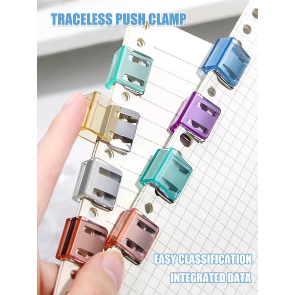 10pcs Box Pushed Clamp Seamless Paper Clips Document Organizer Binder Clips For Materials And Files