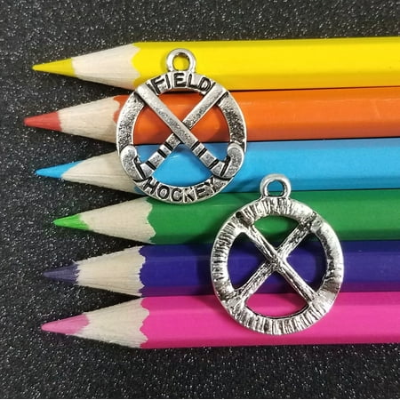- 3 PCS - Field Hockey Sports Silver Tone Charm Pendant C0974