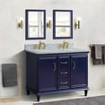 thumbnail image 2 of 49 in. Double Wooden Vanity Blue with White Carrara Rectangle Sink, 2 of 12