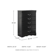 Ashley Furniture Huey Vineyards 5 Drawer Wood Chest in Black