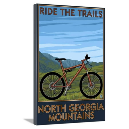 North Georgia Mountains - Mountain Bike Scene - Ride the Trails Stretched Canvas Print Wall Art By Lantern