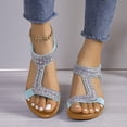 thumbnail image 2 of Summer Platform Sandals Rhinestone Strap Adjustable Ankle Wrap Open Toe Comfortable Heel for Summer Casual Shopping Vacations, 2 of 6