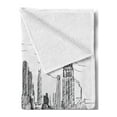 thumbnail image 2 of New York Soft Flannel Fleece Blanket, Hand Drawn NYC Cityscape Tourism Travel Industrial Center Town Modern City Design, Cozy Plush for Indoor and Outdoor Use, 50" x 70", Grey White, by Ambesonne, 2 of 5