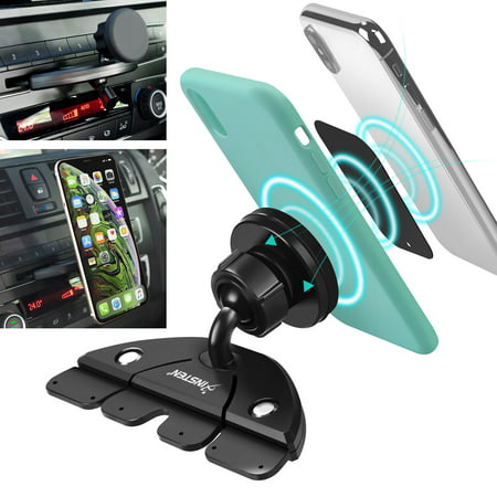 Insten CD Slot Magnetic Cell Phone Car Mount Holder For iPhone XS Max XS XR X 8 7 6 6S+ / Android Smartphone LG Samsung Galaxy S10 S10e S9 S9+ S8 S7 S6 S5 Note 8 5 4 J7 J3 J1 Edge Plus GPS (Best Car Phone Mount Iphone 6)