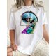 thumbnail image 2 of Women's Fun Colorful Skull & Hat Print T-Shirt - Casual Crew Neck, Short Sleeve, Stretchy Polyester Blend, Machine Washable - Perfect for Summer, 2 of 8