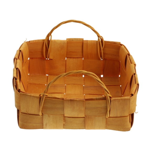 FOMIYES 1PC Storage Organizer Basket Khaki Wood for Families Use
