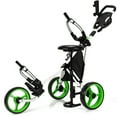 thumbnail image 1 of Goplus Folding 3 Wheels Golf Push Cart W/Seat Scoreboard Adjustable Handle Green, 1 of 10