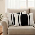 thumbnail image 2 of Black Vintage Outdoor Waterproof Pillow Covers, Geometric Stripes Simple Lines Decorative Rectangle Throw Pillowcase Sofa Cushion Sham for Patio/Couch/Chair, 20"x12" 2 Pack, 2 of 8