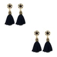 thumbnail image 2 of Sonducket Pendiente de borla larga Retro Barroco Palacio Oreja Anillo Accesorio decorativo de moda Orejas con estilo Gotas para mujeres y niñas Negro Negro 2piezas Sonducket CBP455401, 2 of 5