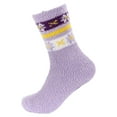 thumbnail image 2 of Women's Soft and Cozy Extra Large Fuzzy Crew Socks, 4 Pairs, Color 07 Dot Flower Purple, 2 of 5