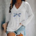 thumbnail image 2 of Blouses Amples à Manches Longues Imprimé Floral Boho Col en V Surdimensionné, 2 of 3