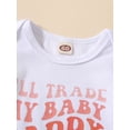 thumbnail image 4 of Wassery Baby Girls 3Pcs Summer Clothes 6M 12M 18M 24M 3T Infant Girls Father's Day Outfits Short Sleeve Letter Print Romper+ Crawfish Pants + Headband Set 0-3T, 4 of 9