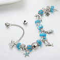 thumbnail image 3 of JUSTUP Ladies Charm Bracelet, Blue Glazed Beaded Bracelet, Dolphin Starfish Seahorse Pendant, Gifts for Ladies, Girlssize: 6.69inches;{17cm}<, 3 of 4