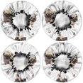 thumbnail image 2 of Shower Caps,Pug and Footprint Waterproof Shower Cap for Women 4 Pieces,Double Reusable Hair Cover for Shower PEVA Elastic Stretch Hem, 2 of 7