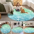 thumbnail image 6 of Marine Life Round Area Rugs 3 ft, Starfish Shell Coral Gradient Blue Green Ocean Washable Small Area Rug with Non-Slip Sturdy Edge Binding Round Front Door Mat Floor Carpet for Entryway, 6 of 9