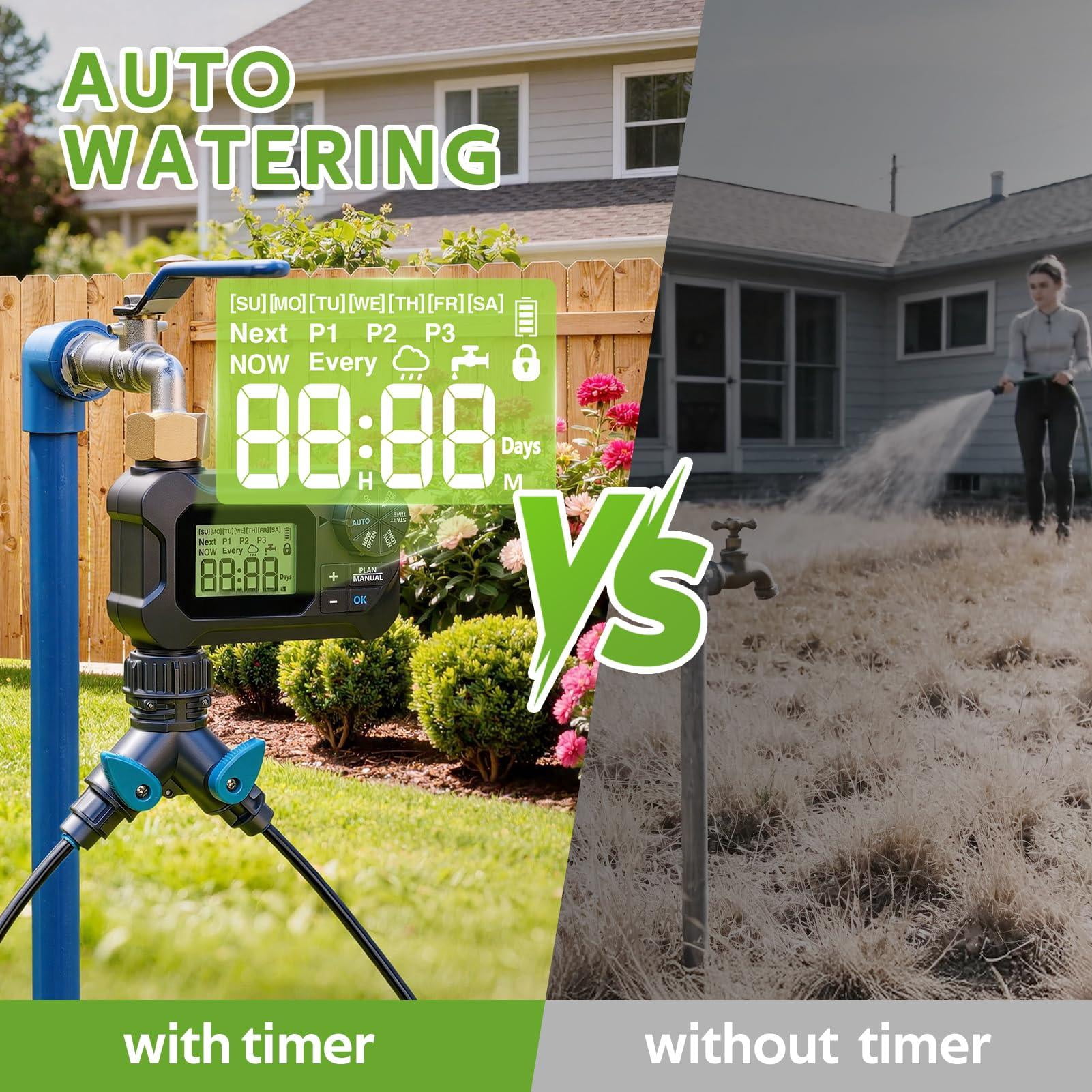 360° Adjustable Drip Irrigation System 164ft With Timer  1/4" Tubing And Copper Nozzles Automatic Atomizing Watering Kit For Garden Yard Lawn Greenhouse & Potted Plants