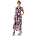thumbnail image 3 of 24/7 Comfort Apparel Womens Purple Sleeveless Pleated High Low Pocket Dress, 3 of 4