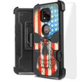 thumbnail image 1 of for Motorola Moto G Power 2021 (NOT FIT 2020) Card Slot Magnetic Heavy Duty Shock Absorption Kickstand Armor Case with Belt Swivel Clip Holster Cover with Tempered Glass, 1 of 4