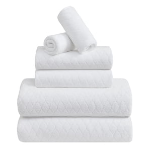 Jessy Home 6-Piece Microfiber Bath Towel Set, White