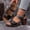 Black, variant on Women's Dress Sandals Hollow Buckle Peep Toe Low Block Heel Comfort Shoes Office Work Commute Summer