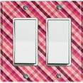 thumbnail image 1 of Metal Light Switch Plate Outlet Cover Vintage Red Pink Plaid Pattern WAL035, 1 of 13