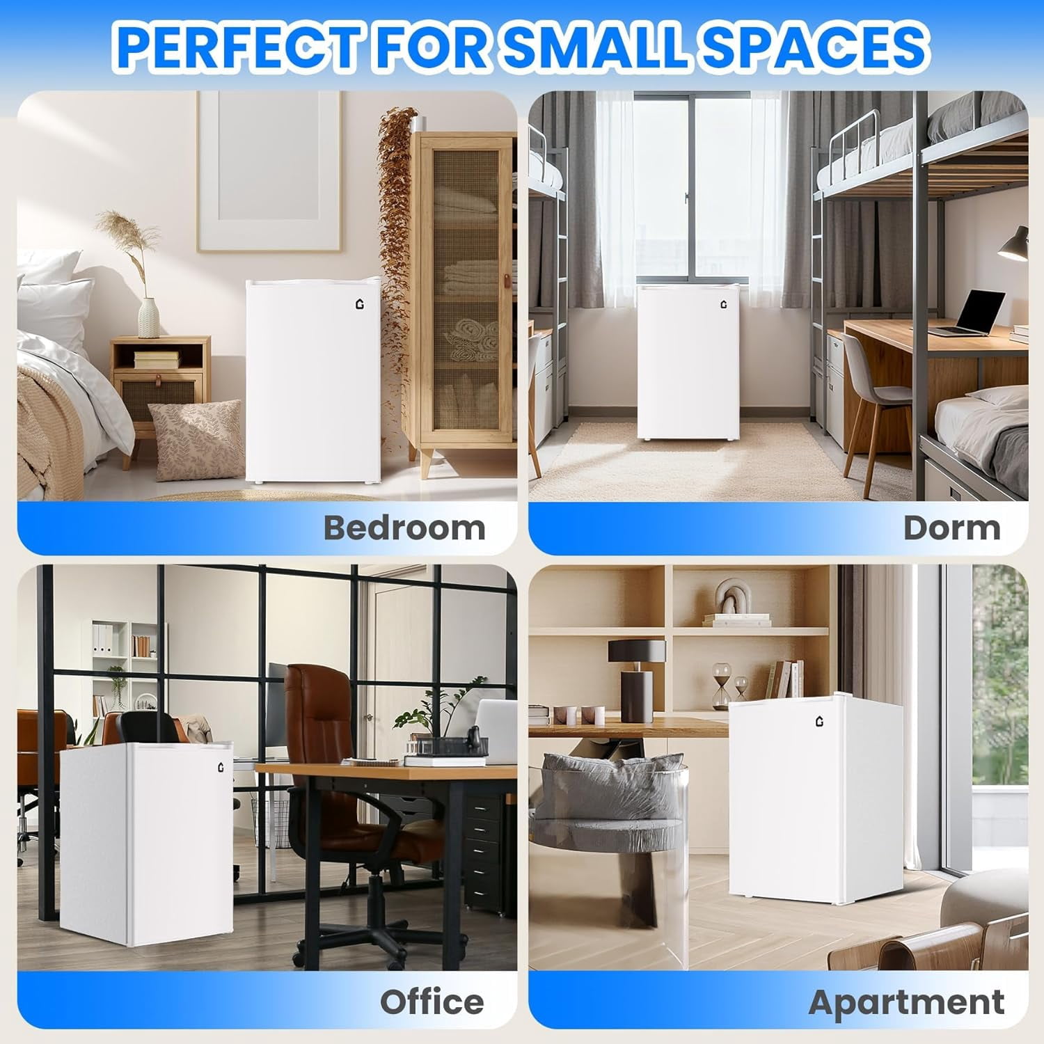 Senfot Compact Metal Household Refrigerator, Mini Fridge for Home Dorm Apartment Office Small Space Cooling White 4.5cu.ft