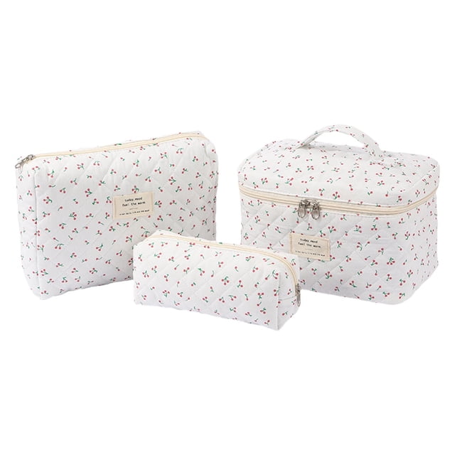 Bolsa de maquillaje de viaje para mujer Set de neceser Bolsa de maquillaje acolchada con estampado de flores Bolsa de maquillaje para mujer