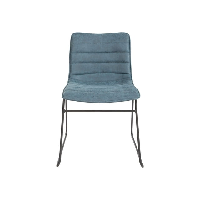 Halo Chaise Empilable en Similicuir Bleu Marine avec Base Noire, Lot de 2
