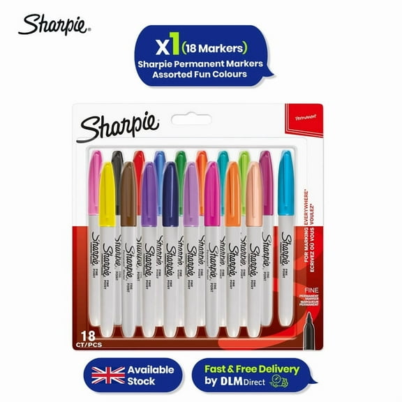 Permanent Marker Fine Point Colouring Marker for Writing Drawing & Sketching (Pack of 18)