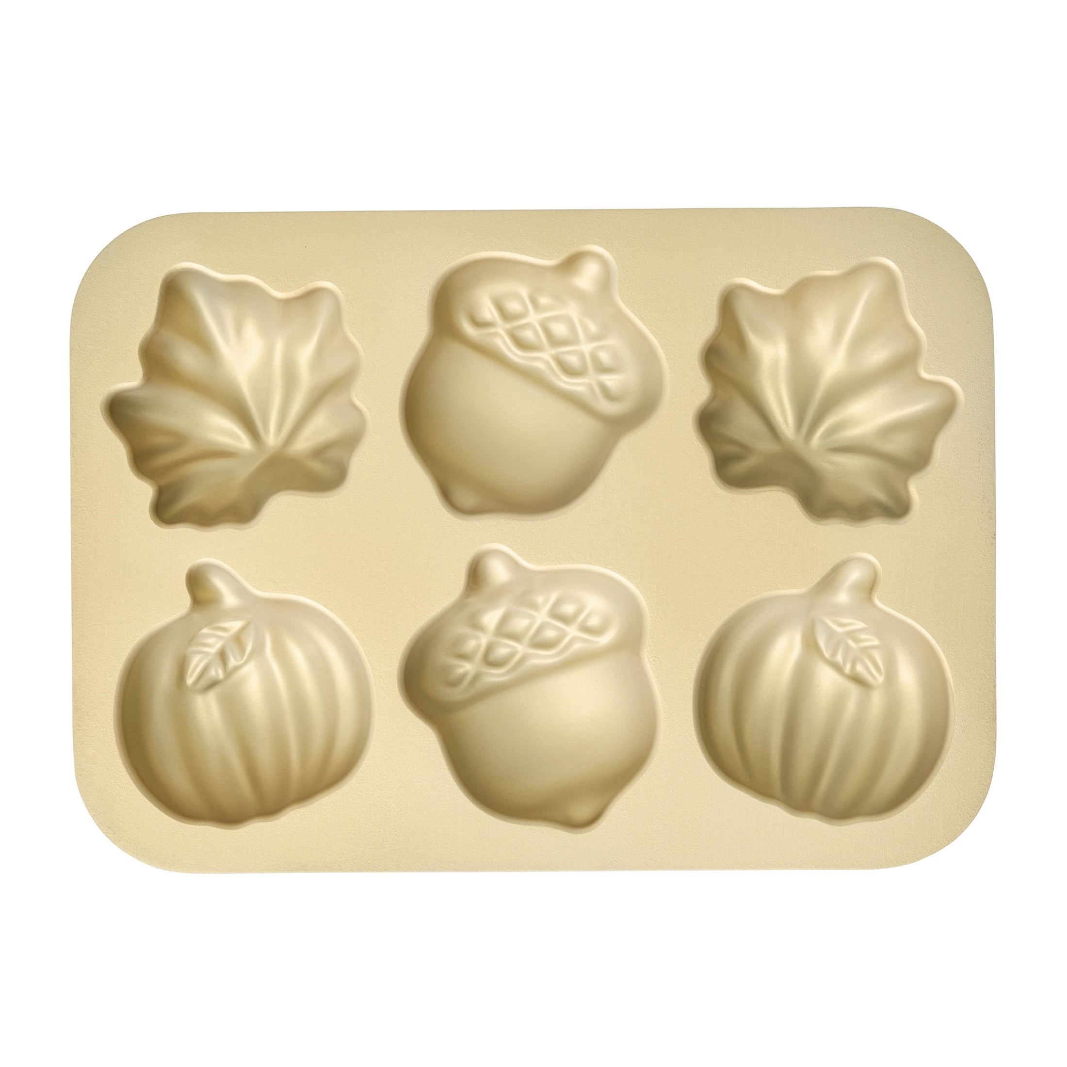 Better Homes & Gardens 12 in x 8 in Nonstick Cast Aluminum Fall Cakelet Pan with 6 Fall-Shaped Molds